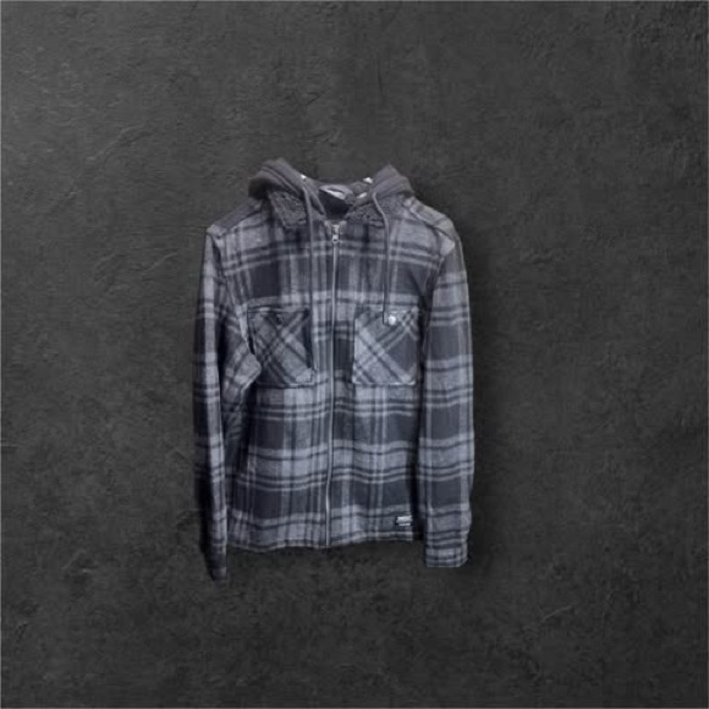 Wesc Charcoal Checkered Jacket Size Medium Sherpa lined